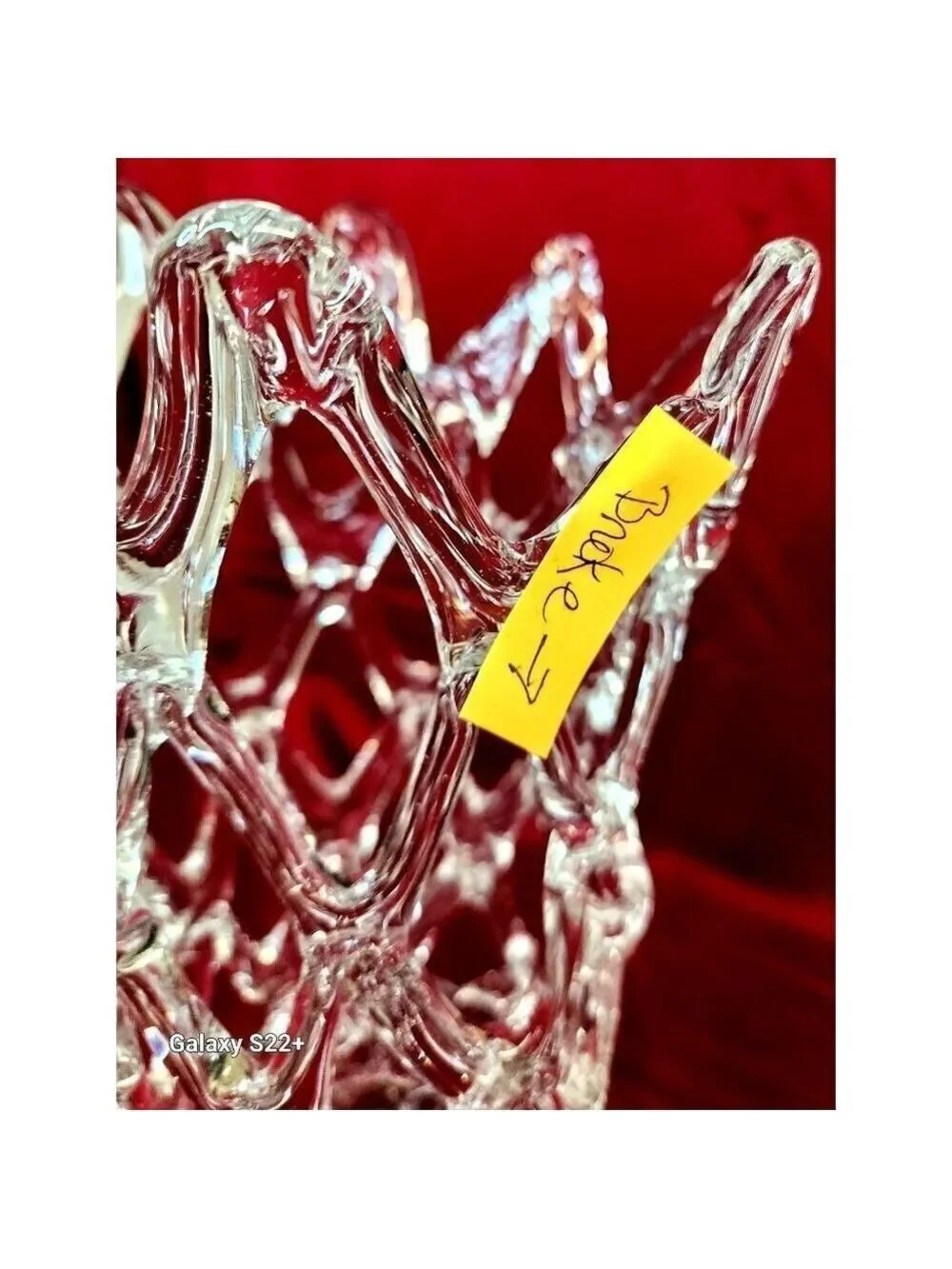 Murano Glass LATTICE WEB Art Glass Vase  MCM Hand Blown Pulled Glass 13.5 X 6 IN